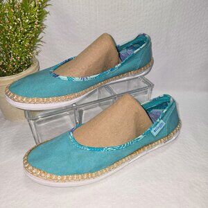 COLUMBIA PFG VULC N VENT BETTIE LOAFERS FLATS BOAT SHOES BLUE CANVAS WOMENS 8.5